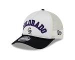 New Era MLB Chrome Arch 9FORTY M-Crown A-Frame Trucker Mesh Adjustable Snapback Hat One Size Fits All - Colorado Rockies - Black