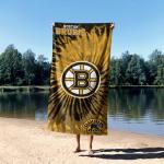 Northwest NHL Boston Bruins Psychedelic Beach Towel, Cotton Polyester Blend Lightweight Bath, Pool, Swim, Travel Fan Gear, 30 x 60 Inch