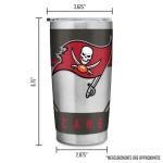 Rico Industries NFL Football Tampa Bay Buccaneers 20oz Stainless Steel Tumbler with Lid - Great For Coffee, Tea, Water or Cocktails
