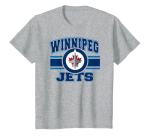 Winnipeg Jets Stripe Gray Officially Licensed T-Shirt, Youth, Heather Grey, Medium