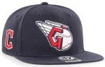 '47 MLB Sure Shot Captain Hat Adjustable Structured 6-Panel Snapback Hat Cap, Adult One Size Fits All (US, Alpha, One Size, Cleveland Guardians)
