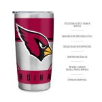 Rico Industries NFL Football Arizona Cardinals 20oz Stainless Steel Tumbler with Lid - Great For Coffee, Tea, Water or Cocktails