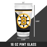 Rico Industries NHL Hockey Boston Bruins Standard 16 oz Pint Glasses with Digitally Printed Logo, Classic Drinking Glass - Great for Every Day Use