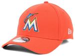 New Era MLB Miami Marlins Team Classic Road 39Thirty Stretch Fit Cap, Orange, Medium/Large