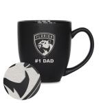 Rico Industries NHL Hockey Florida Panthers #1 Dad 15oz Laser Engraved Matte Black Ceramic Bistro Mug - for Hot or Cold Drinks
