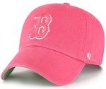 47 Boston Red Sox Primary Logo Ballpark Clean Up Dad Hat Baseball Cap (Berry Pink - Hemlock Green)