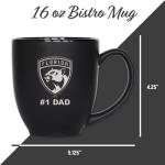 Rico Industries NHL Hockey Florida Panthers #1 Dad 15oz Laser Engraved Matte Black Ceramic Bistro Mug - for Hot or Cold Drinks