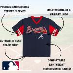 MLB Kids Youth Boys 4-18 Officially Licensed Team Color Primary Logo Baseball Fashion Top V-Neck Jersey - Atlanta Braves Navy - X-Small 4/5