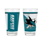 Rico Industries NHL Hockey San Jose Sharks 16 oz Pint Glasses with Digitally Printed Logo, Set of 2 Classic Drinking Glasses, for Fans, Dishwasher Safe
