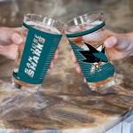 Rico Industries NHL Hockey San Jose Sharks 16 oz Pint Glasses with Digitally Printed Logo, Set of 2 Classic Drinking Glasses, for Fans, Dishwasher Safe