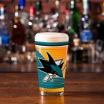 Rico Industries NHL Hockey San Jose Sharks 16 oz Pint Glasses with Digitally Printed Logo, Set of 2 Classic Drinking Glasses, for Fans, Dishwasher Safe