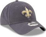 New Era NFL Core Classic 9TWENTY Graphite Adjustable Hat Cap - One Size (US, Alpha, One Size, New Orleans Saints)