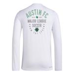Adidas Men's Austin City FC Local Stoic Long Sleeve Pre-Game T-Shirt, White, Large