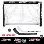 Franklin Sports NHL Los Angeles Kings 2 NHL Team Mini Hockey Set - Kids Indoor Knee Hockey Goal, Ball+2 Mini Stick Combo Ages 3+