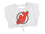 Calhoun NHL Women's Front Tie Cover Up Loose Fit Crop T-Shirt (Small/Medium, New Jersey Devils)