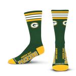 For Bare Feet NFL 4 Stripe Deuce Crew Sock, Green Bay Packers, Medium