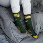 For Bare Feet NFL 4 Stripe Deuce Crew Sock, Green Bay Packers, Medium
