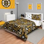 FOCO Boston Bruins NHL Team Color Bed in a Bag Comforter Bedding 5 Piece Twin Set