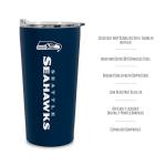 Rico Industries NFL Football Seattle Seahawks 18oz Soft Touch, Easy Grip Tumbler