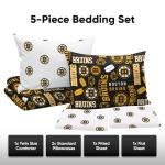 FOCO Boston Bruins NHL Team Color Bed in a Bag Comforter Bedding 5 Piece Twin Set