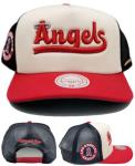 Mitchell & Ness Los Angeles Angels MLB City Connect Trucker Snapback Hat Cap, Cream
