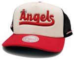 Mitchell & Ness Los Angeles Angels MLB City Connect Trucker Snapback Hat Cap, Cream