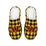 FOCO Men's NFL Washington Commanders Sherpa Lined Buffalo Check Memory Foam Slippers, Large (11-12)