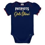 Gerber NFL New England Patriots 3 Pack Ruffle Sleeve Team Bodysuit, blue/white/pink New England Patriots, 0-3 Months
