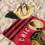 Northwest NHL Chicago Blackhawks Stripes Beach Towel, Cotton Polyester Blend Lightweight Bath, Pool, Swim, Travel Fan Gear, 30 x 60 Inch