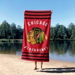 Northwest NHL Chicago Blackhawks Stripes Beach Towel, Cotton Polyester Blend Lightweight Bath, Pool, Swim, Travel Fan Gear, 30 x 60 Inch