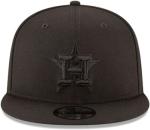 New Era MLB 9FIFTY Black Black Primary Logo Team Adjustable Snapback Hat Cap One Size Fits All - Houston Astros Black
