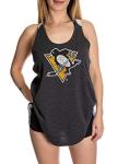 Calhoun NHL Ladies Flowy Racerback Crochet Lace Tank Top (Pittsburgh Penguins, Medium)