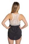Calhoun NHL Ladies Flowy Racerback Crochet Lace Tank Top (Pittsburgh Penguins, Medium)