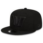 New Era NFL 9FIFTY Black On Black Adjustable Snapback Hat Cap One Size Fits All (US, Alpha, One Size, Washington Commanders)