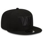 New Era NFL 9FIFTY Black On Black Adjustable Snapback Hat Cap One Size Fits All (US, Alpha, One Size, Washington Commanders)