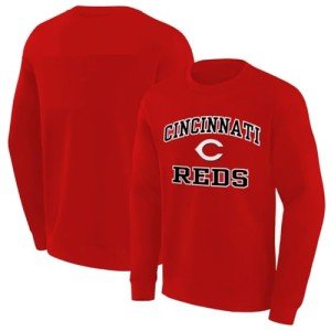 MLB Kids Youth 8-20 Official City Headline Arch Logo Fleece Lined Crewneck Sweatshirt (US, Numeric, 10, 12, Regular, Cincinnati Reds - Red)