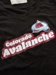 Calhoun NHL Womens Retro Varsity Short Sleeve Cotton V-Neck T-Shirt (Colorado Avalanche, Large)