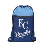 FOCO MLB Officially Licensed Unisex Team Color Baseball Primary Logo Wordmark Drawstring Backpack With Zippered Pocket - Kansas City Royals