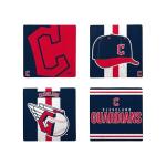 FOCO MLB Official 4-Pack Beverage Drink Ceramic Stone Coaster Set (Cleveland Guardians)