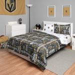 FOCO Vegas Golden Knights NHL Team Color Bed in a Bag Comforter Bedding 5 Piece Twin Set