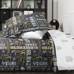 FOCO Vegas Golden Knights NHL Team Color Bed in a Bag Comforter Bedding 5 Piece Twin Set