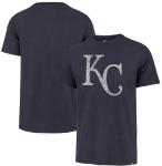 47 Brand MLB Men's Team Color Distressed Imprint Primary Logo Short Sleeve Baseball T-Shirt - Kansas City Royals - Navy - X-Large