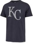 47 Brand MLB Men's Team Color Distressed Imprint Primary Logo Short Sleeve Baseball T-Shirt - Kansas City Royals - Navy - X-Large