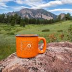 Rico Industries NHL Hockey Philadelphia Flyers Orange Speckle 12oz Laser Engraved Campfire Mug