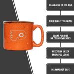 Rico Industries NHL Hockey Philadelphia Flyers Orange Speckle 12oz Laser Engraved Campfire Mug