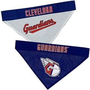 Pets First MLB Cleveland Guardians Reversible Bandana Large/X-Large for Dogs & Cats. 2 Sided Sports Bandana,Premium Embroidery Team Logo-2 Sizes & All MLB Teams Available,Team Color,CLG-3217-L-XL