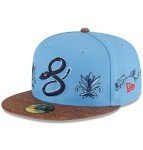 New Era Arizona Diamondbacks 59FIFTY Blue Agave Collection Faux Leather Visor Fitted Cap, Hat (US, Numeric, 7 1/4, Blue)
