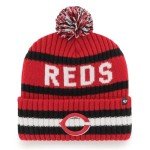 47 MLB Unisex-Adult Primary Logo Bering Cuffed Knit Pom Beanie Hat One Size (US, Alpha, One Size, Cincinnati Reds)