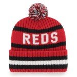 47 MLB Unisex-Adult Primary Logo Bering Cuffed Knit Pom Beanie Hat One Size (US, Alpha, One Size, Cincinnati Reds)