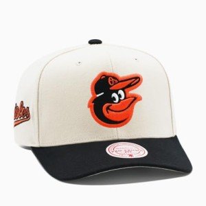 Mitchell & Ness Baltimore Orioles MLB Game On Pro Precurved Snapback Hat Cap - Off White/Black